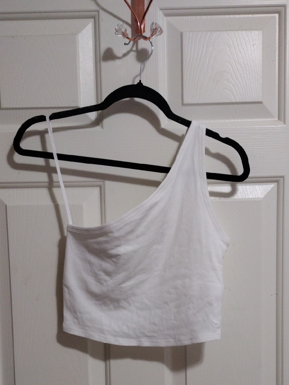 PINK Victoria's Secret White One-Shoulder Crop Tank Med 🆕